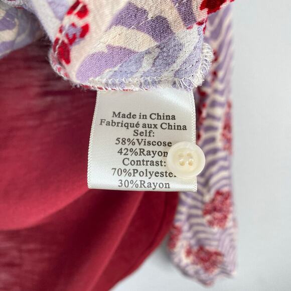 ANTHROPOLOGIE Porridge Medallion Mixed Media Top Boho Long Sleeve Blouse Small - Picture 5 of 7